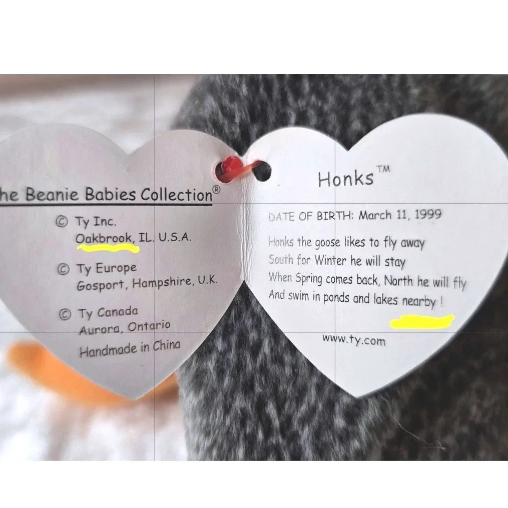 TY Beanie Baby HONKS‎ the Goose 1999 - Very RARE Tag Error 6 ERRORS